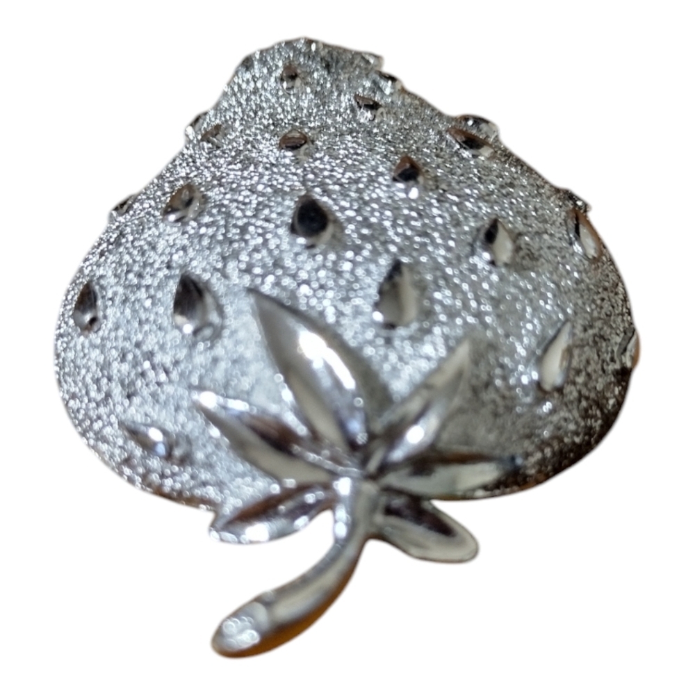 Vintage 1970's Sarah Coventry Silver Strawberry Ice Brooch Pin - Picture 2 of 7